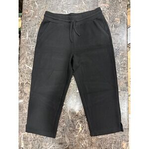 Be Cool Black Cropped Joggers Womens Medium Drawstring Waist Side Slit T2210777